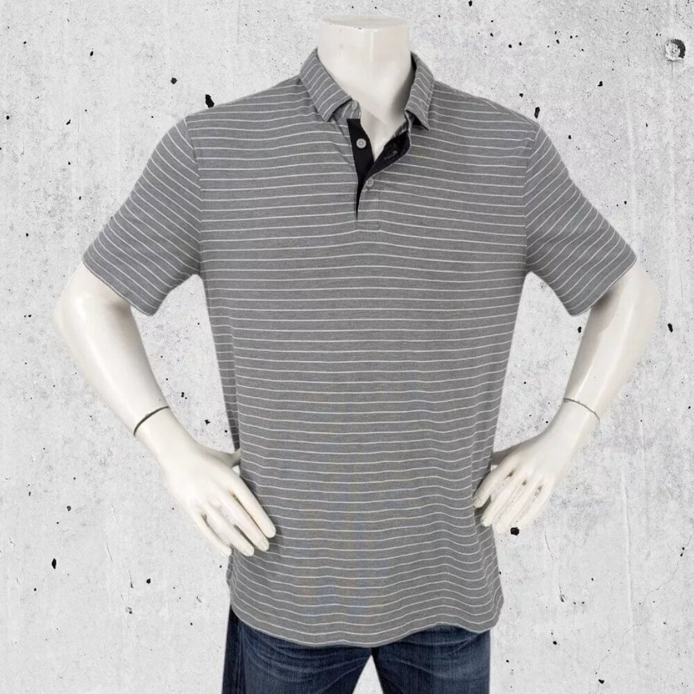 lululemon athletica Gray Striped Polo Shirt